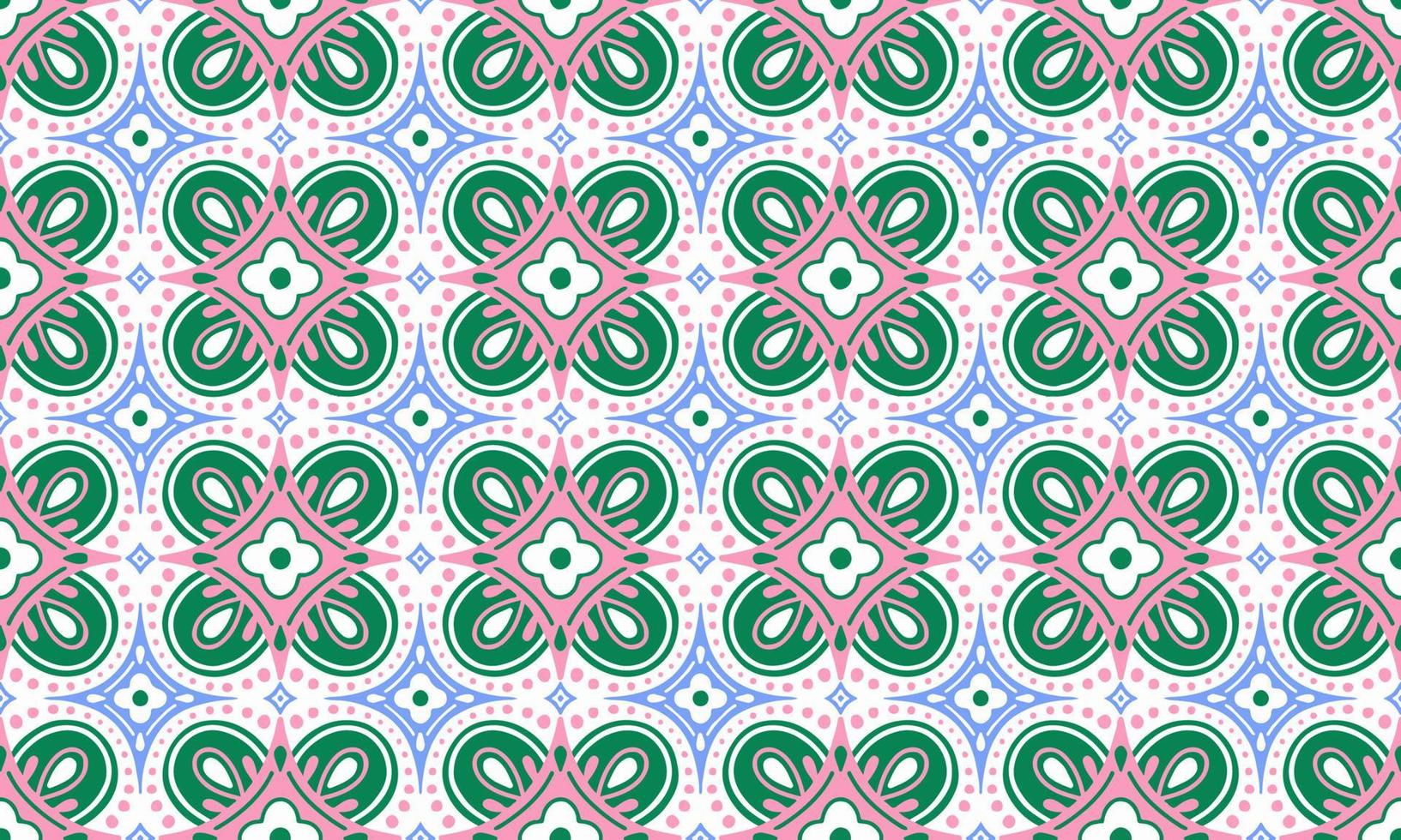ethnique abstrait Contexte mignonne vert bleu rose fleur géométrique tribal populaire motif arabe Oriental originaire de modèle traditionnel conception tapis fond d'écran Vêtements en tissu emballage impression batik populaire vecteur