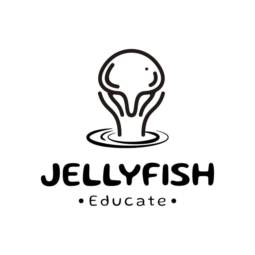 ligne art ampoule avec méduse comme l'eau laissez tomber icône vecteur logo conception