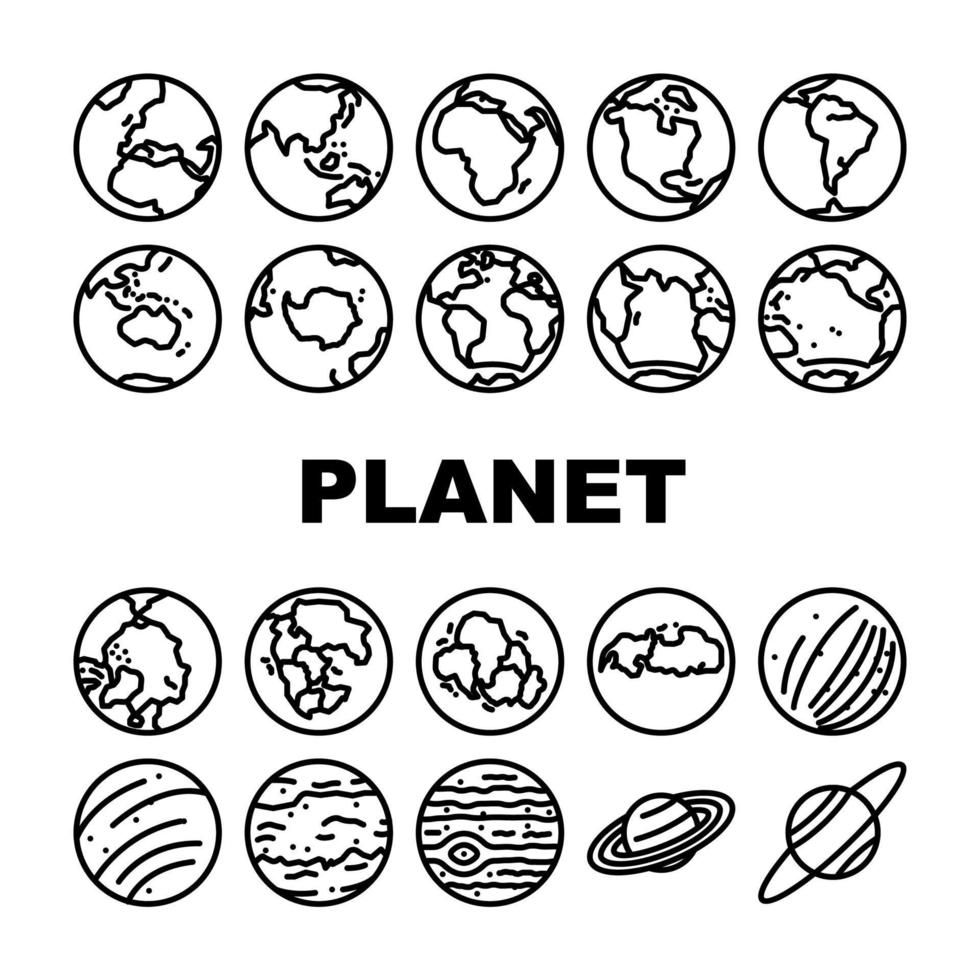 Terre monde globe planète Icônes ensemble vecteur