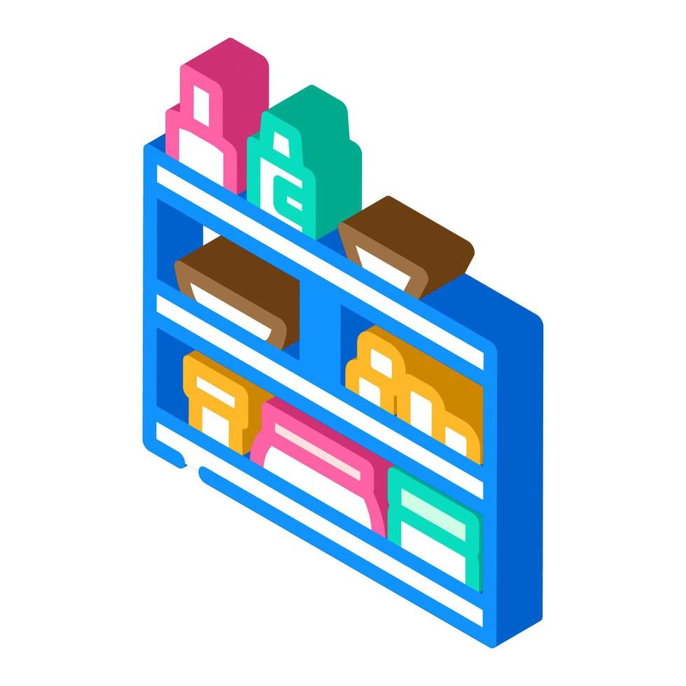 maquillage organisateur salle de bains intérieur isométrique icône vecteur illustration