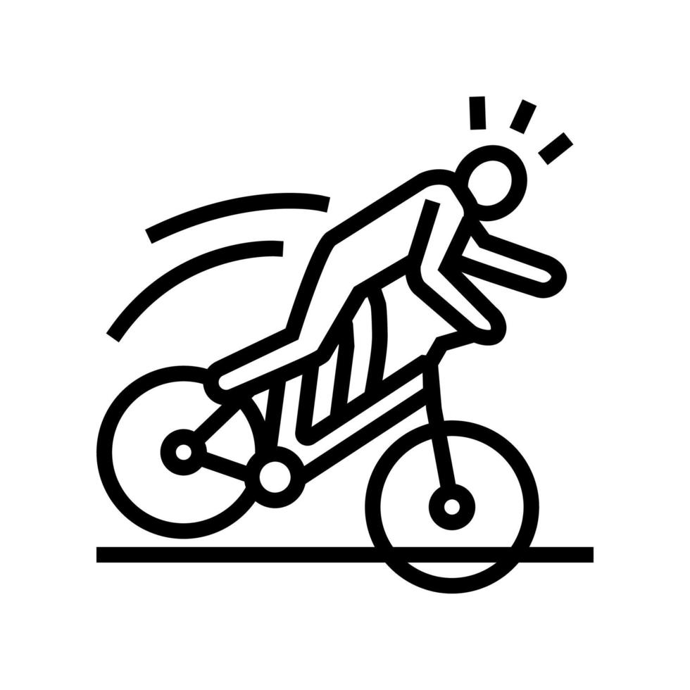 tomber bicyclette homme accident ligne icône vecteur illustration