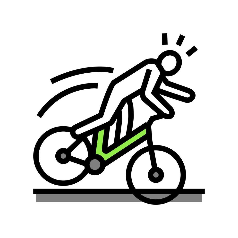 tomber bicyclette homme accident Couleur icône vecteur illustration