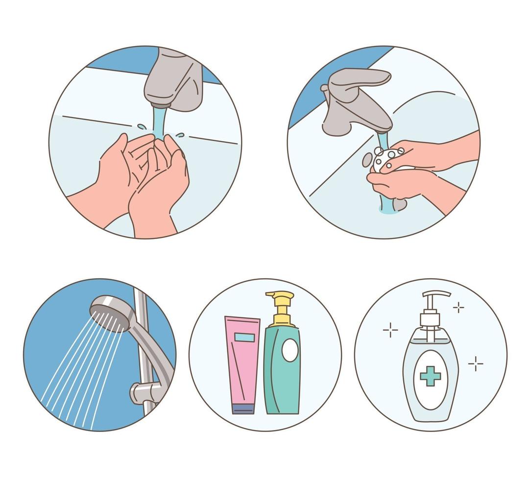 se laver soigneusement les mains vecteur