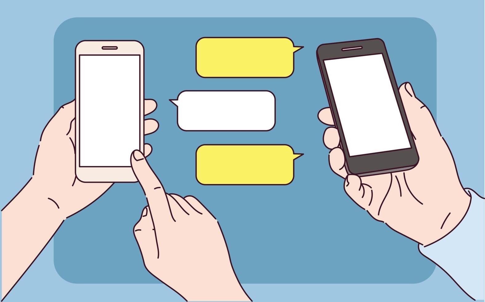 deux téléphones portables s'envoient des messages. vecteur