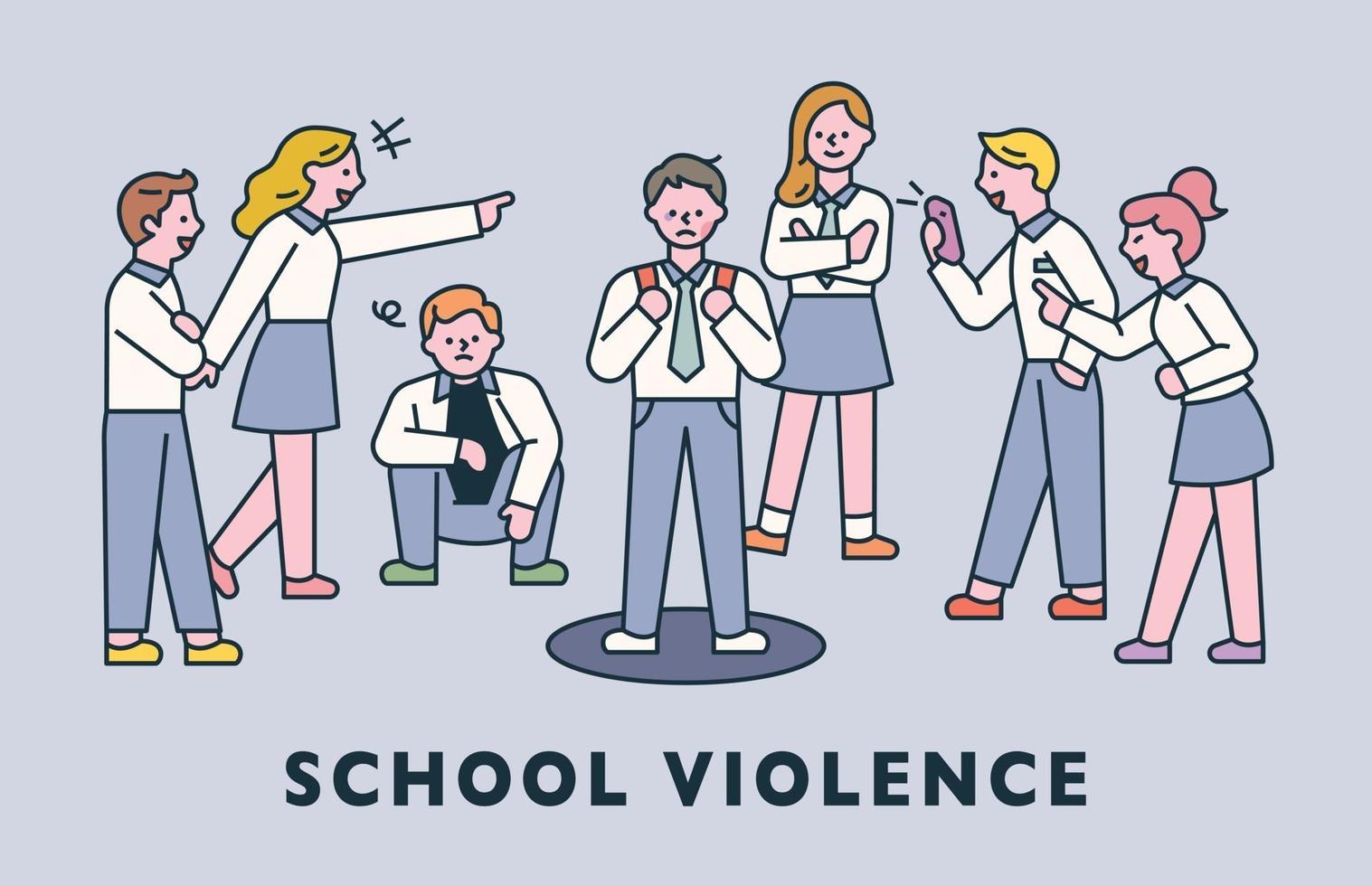 violence scolaire. les mauvais étudiants harcèlent une autre illustration vectorielle minimale de style design plat étudiant. vecteur