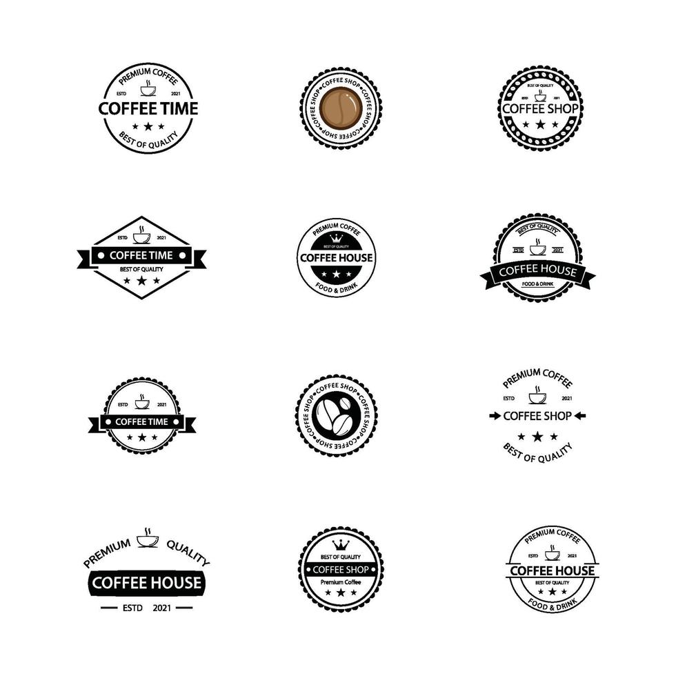 pack d'icônes de logo vintage café vecteur