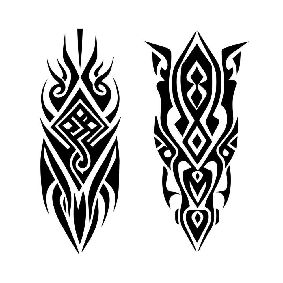 une collection ensemble de noir et blanc main tiré tribal tatouage dessins cette évoquer une sens de culturel patrimoine et traditionnel art vecteur