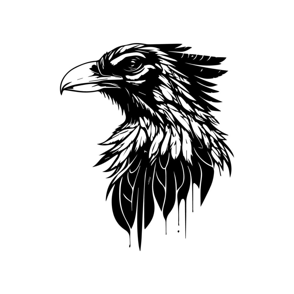 cette noir et blanc main tiré illustration Caractéristiques une thème steampunk corbeau, une parfait une addition à votre foncé et énervé conception projets vecteur