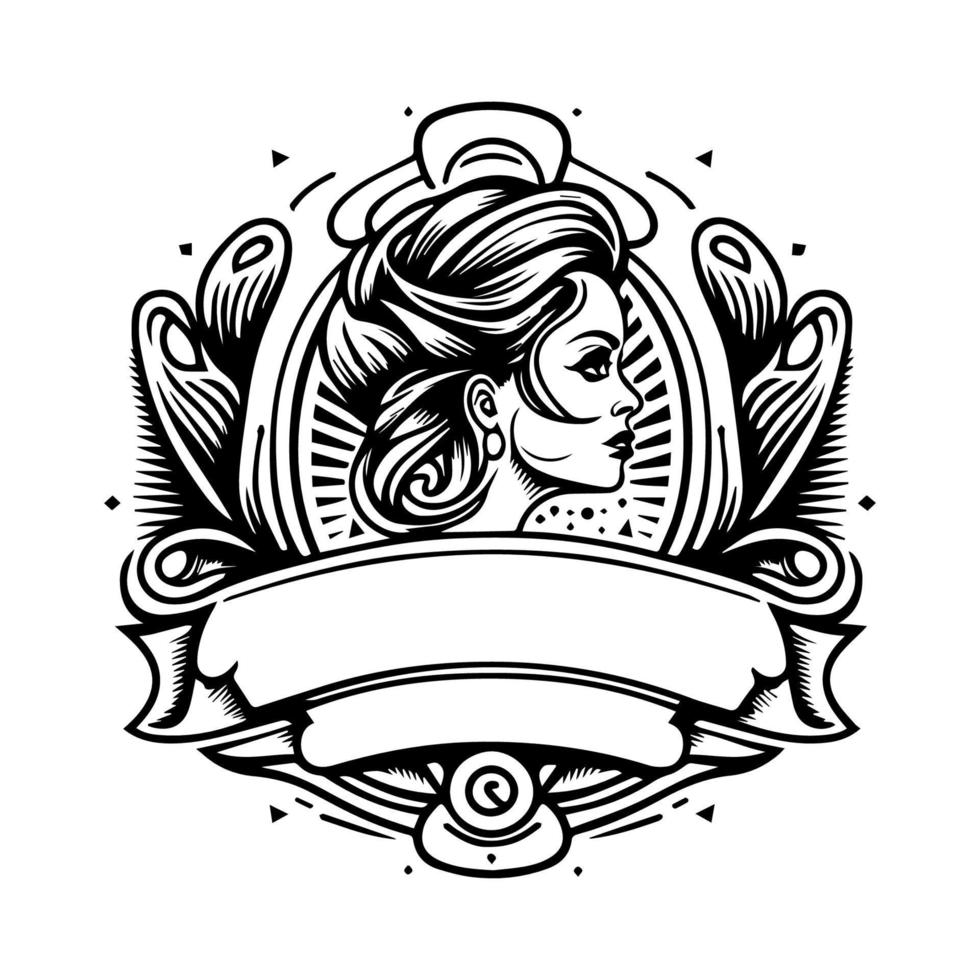 avoir encré dans style avec notre ancien tatouage studio logo, avec classique conception éléments dans détaillé ligne art illustration vecteur