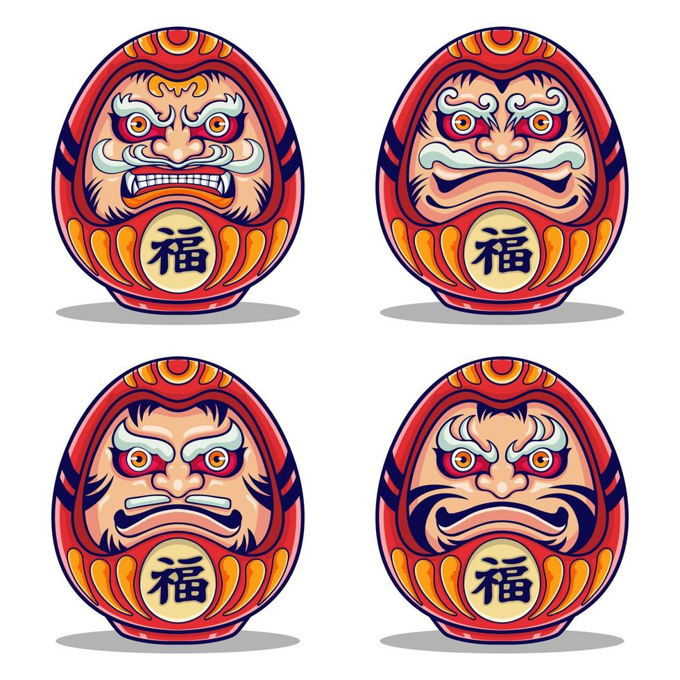 vecteur Japonais Daruma personnage rouge Couleur