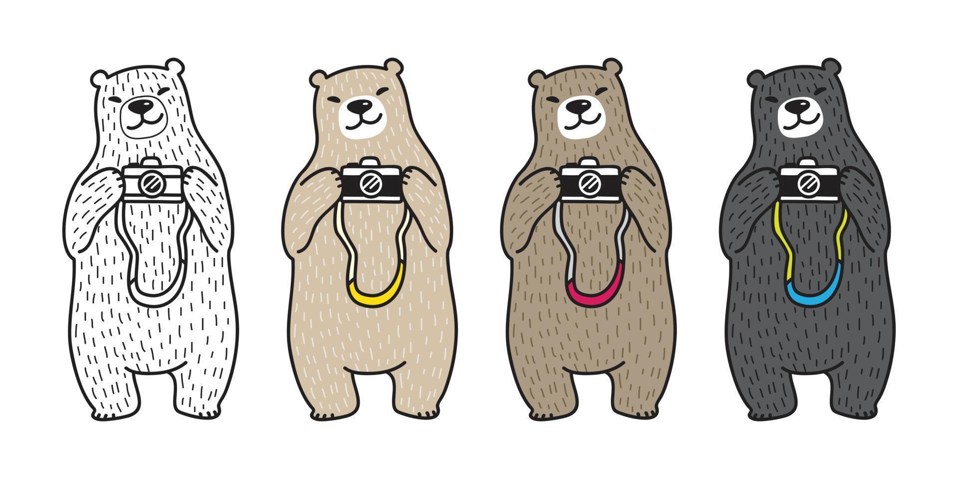ours polaire ours vecteur caméra la photographie personnage dessin animé illustration griffonnage