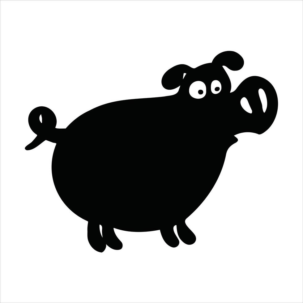 animal silhouette dessin animé porcin porcelet vecteur illustration