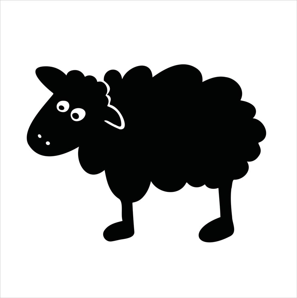 silhouette animal dessin animé mouton vecteur illustration