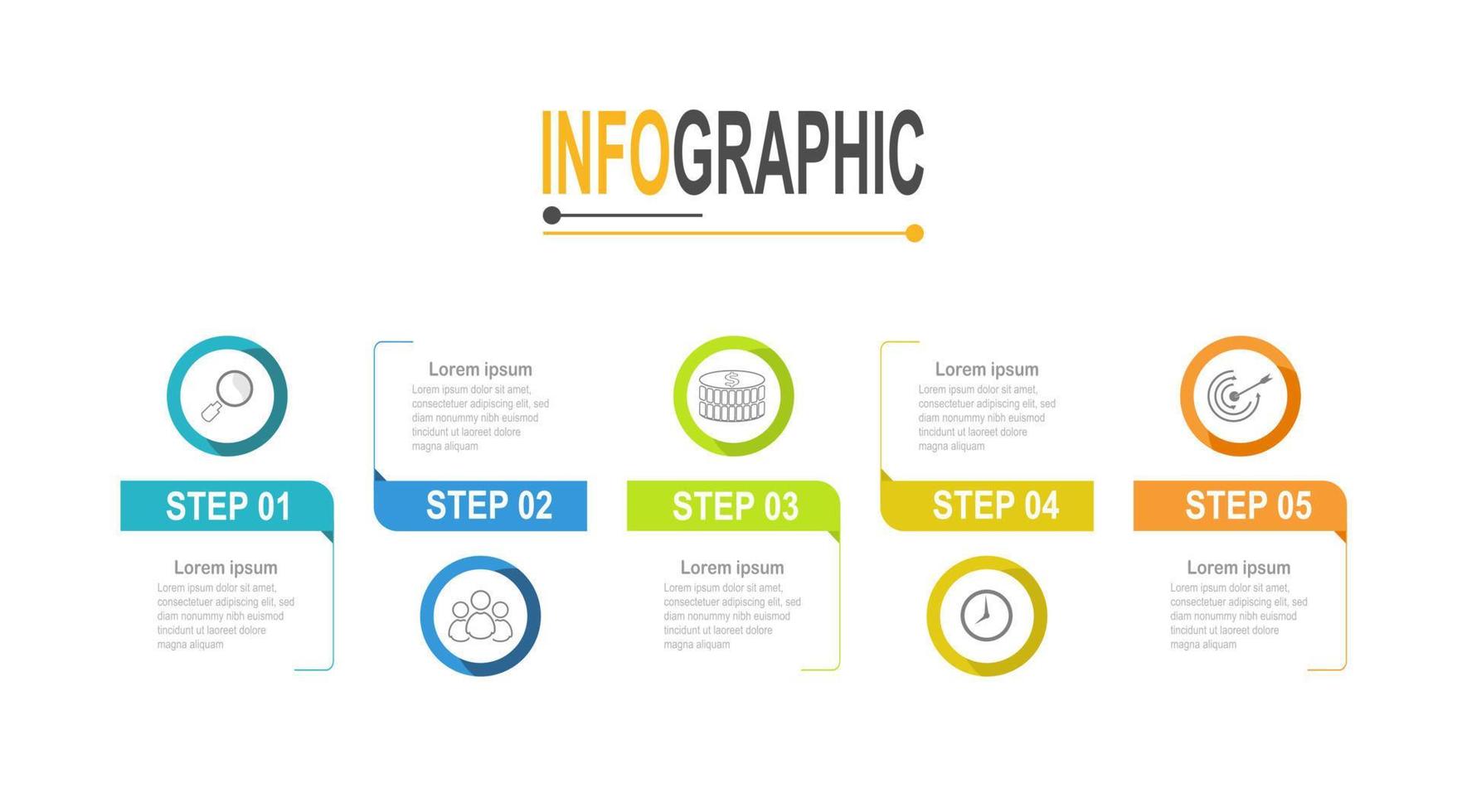 infographie chronologie modèle 5 pas affaires Les données illustration. présentation chronologie infographie modèle. vecteur