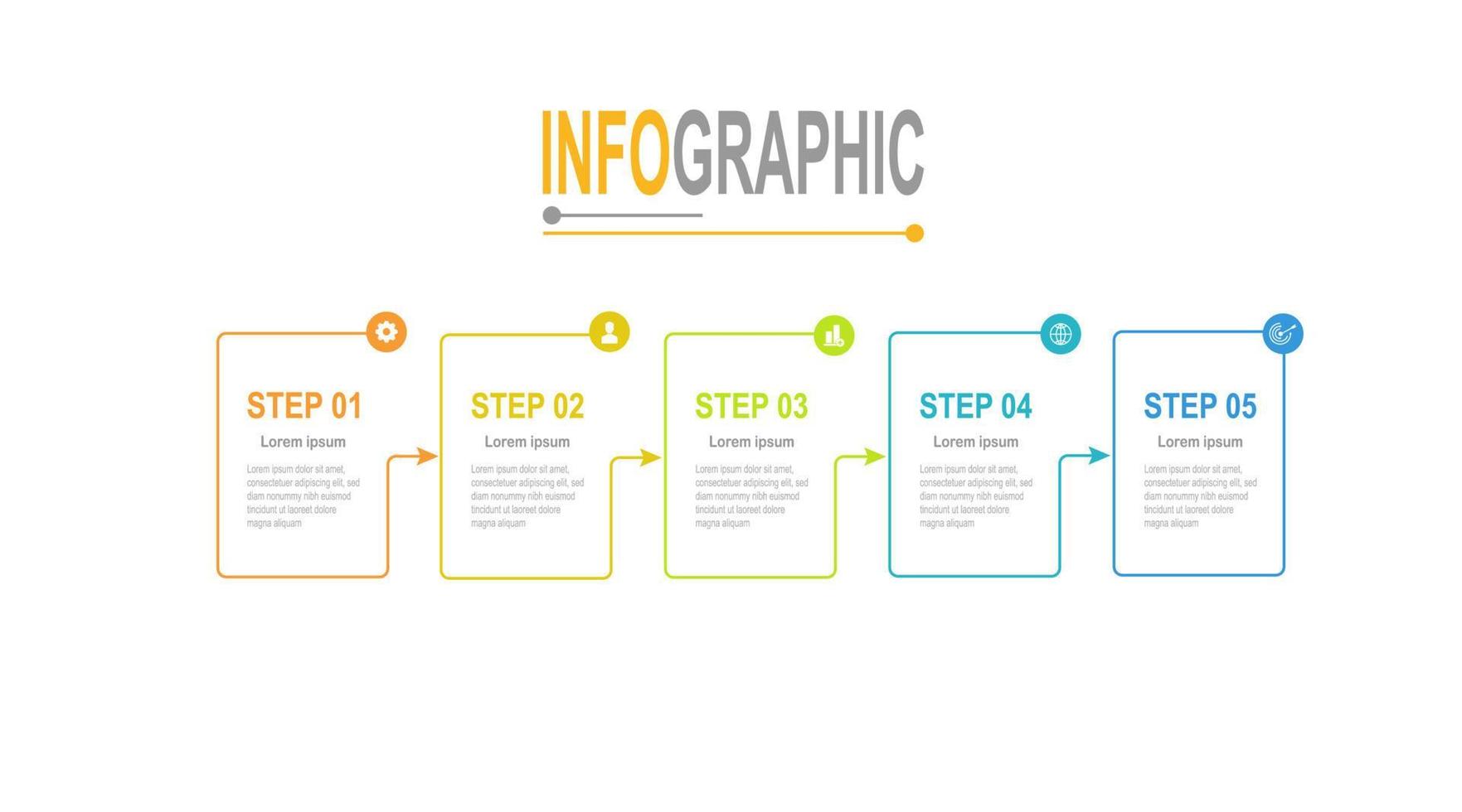 5 pas rectangle infographie Facile modèle affaires Les données illustration vecteur