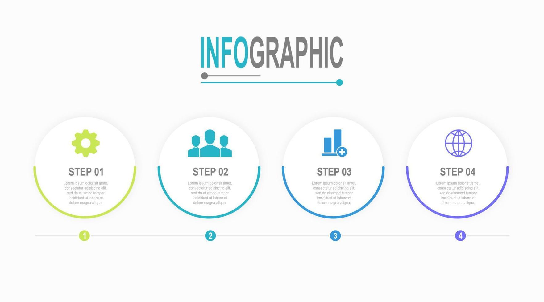 infographie modèle 4 pas circulaire graphique affaires Les données Facile illustration vecteur