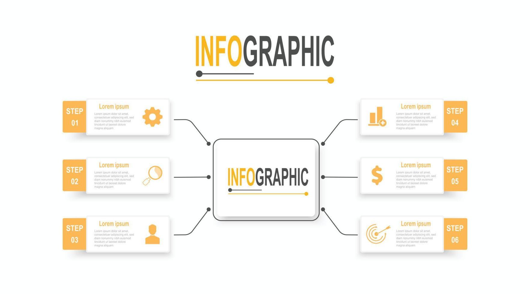 6 pas rectangle infographie modèle affaires Les données infochart illustration vecteur