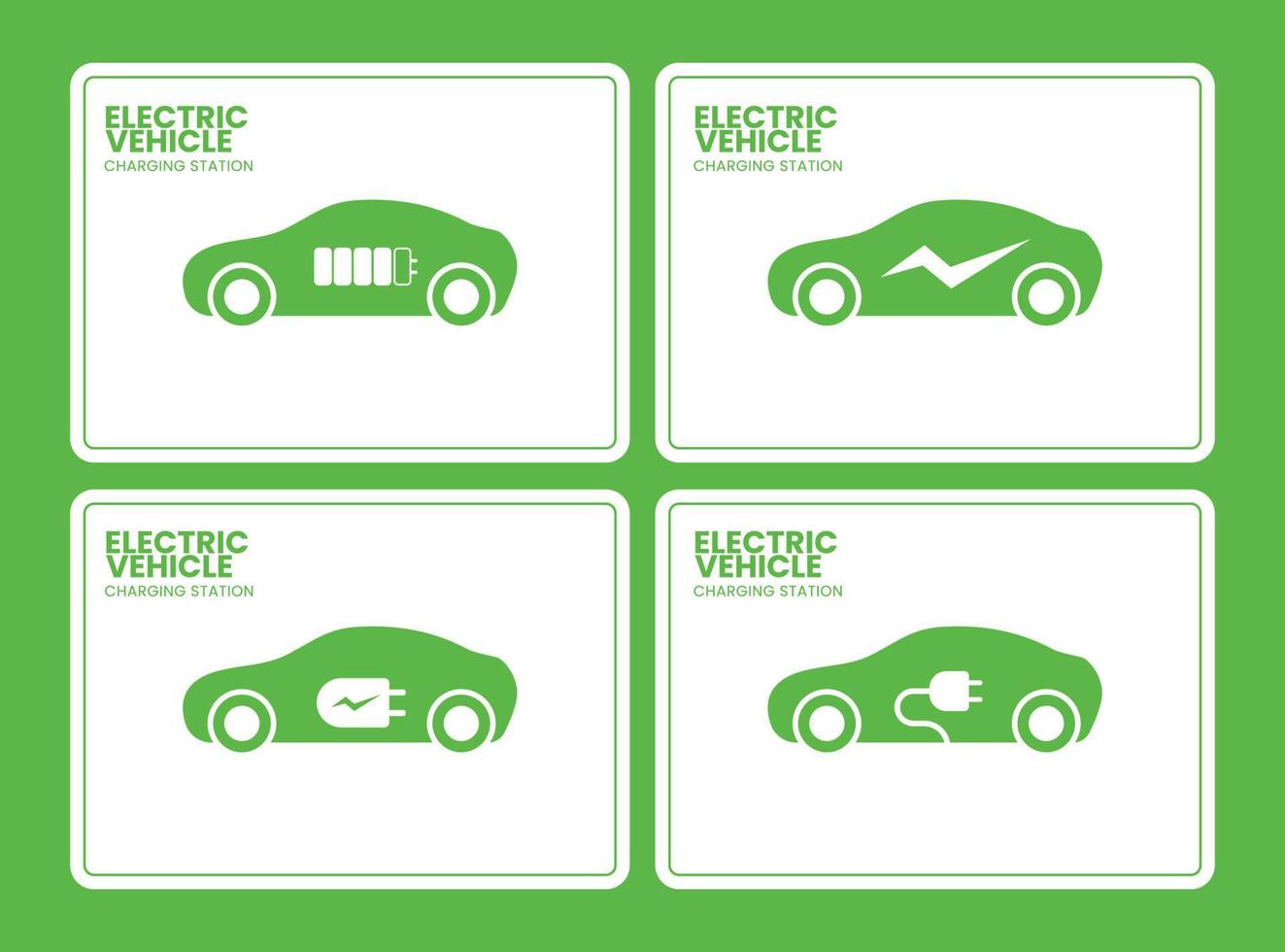 panneau de point de station de charge de véhicule électrique avec affichage bicolore vert et blanc et forme d'icône de véhicule électrique. vecteur