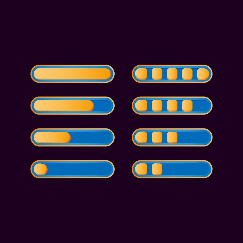 ensemble de barre de progression occasionnelle drôle pour illustration vectorielle d'éléments d'actif de l'interface utilisateur de jeu vecteur