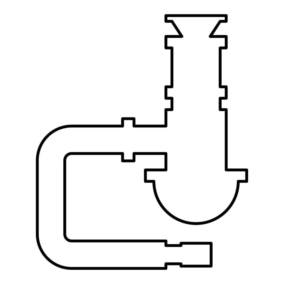 siphon plomberie agencements égout tuyau drainer en dessous de évier assainissement tube contour contour ligne icône noir Couleur vecteur illustration image mince plat style