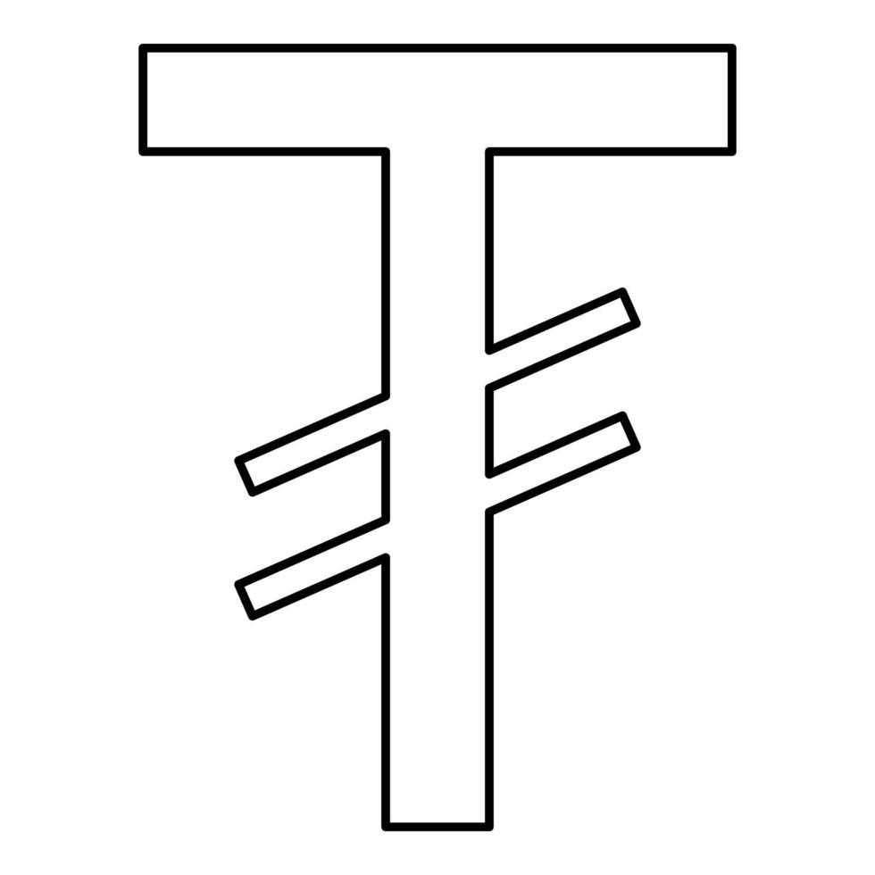 symbole tugrik Mongolie devise mnt argent contour contour ligne icône noir Couleur vecteur illustration image mince plat style