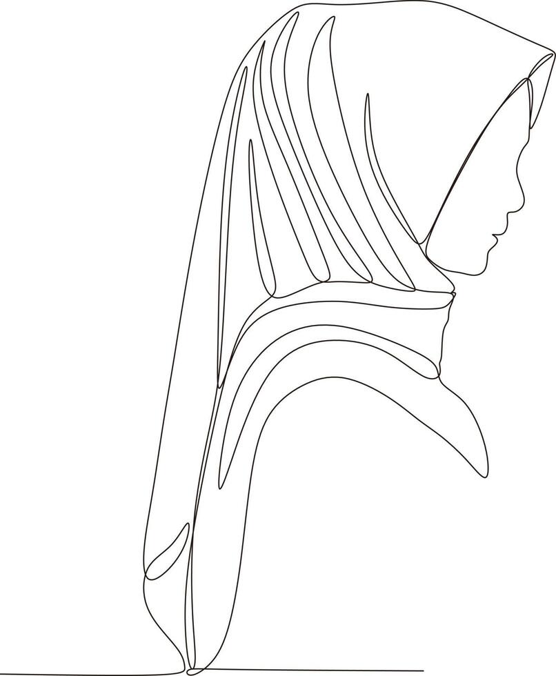 magnifique femme dans hijab continu ligne art dessin, vecteur, illustration vecteur