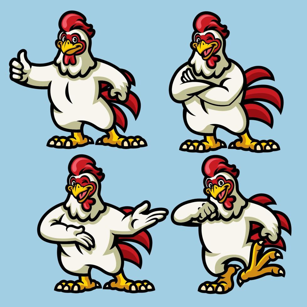 poulet mascotte personnage dans ensemble vecteur