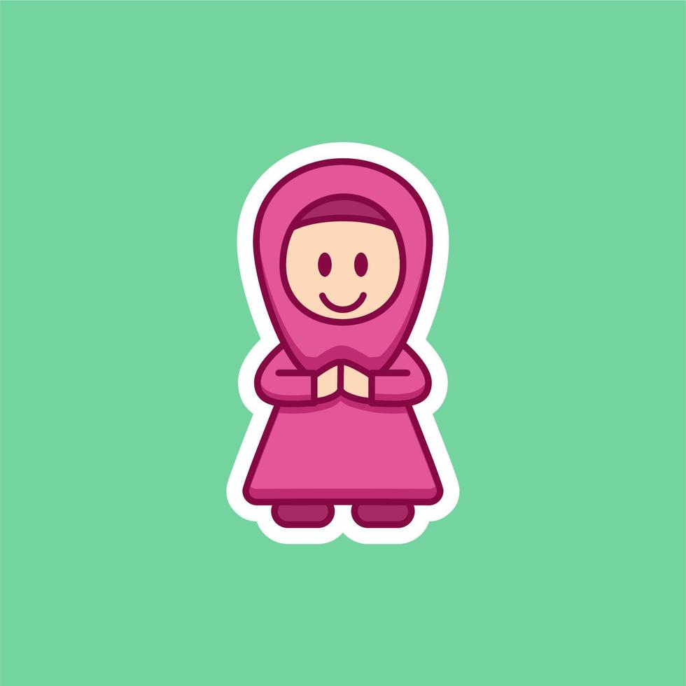 mignonne musulman femme dessin animé vecteur