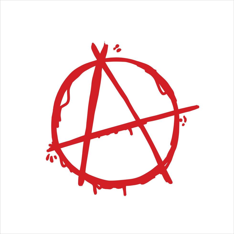anarchie. lettre une dans le cercle. symbole de le chaos et rébellion. rouge brosse icône. vecteur