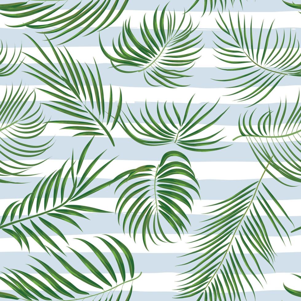 sans couture main tiré tropical modèle avec paume feuilles, jungle exotique feuille sur blanc Contexte vecteur