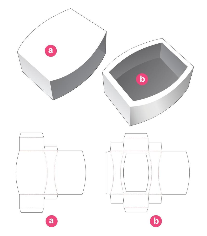 coffret cadeau côté incurvé et couvercle gabarit découpé vecteur