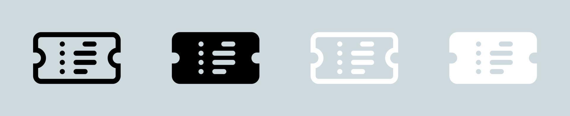 icône de billet en noir et blanc. coupon signe illustration vectorielle. vecteur