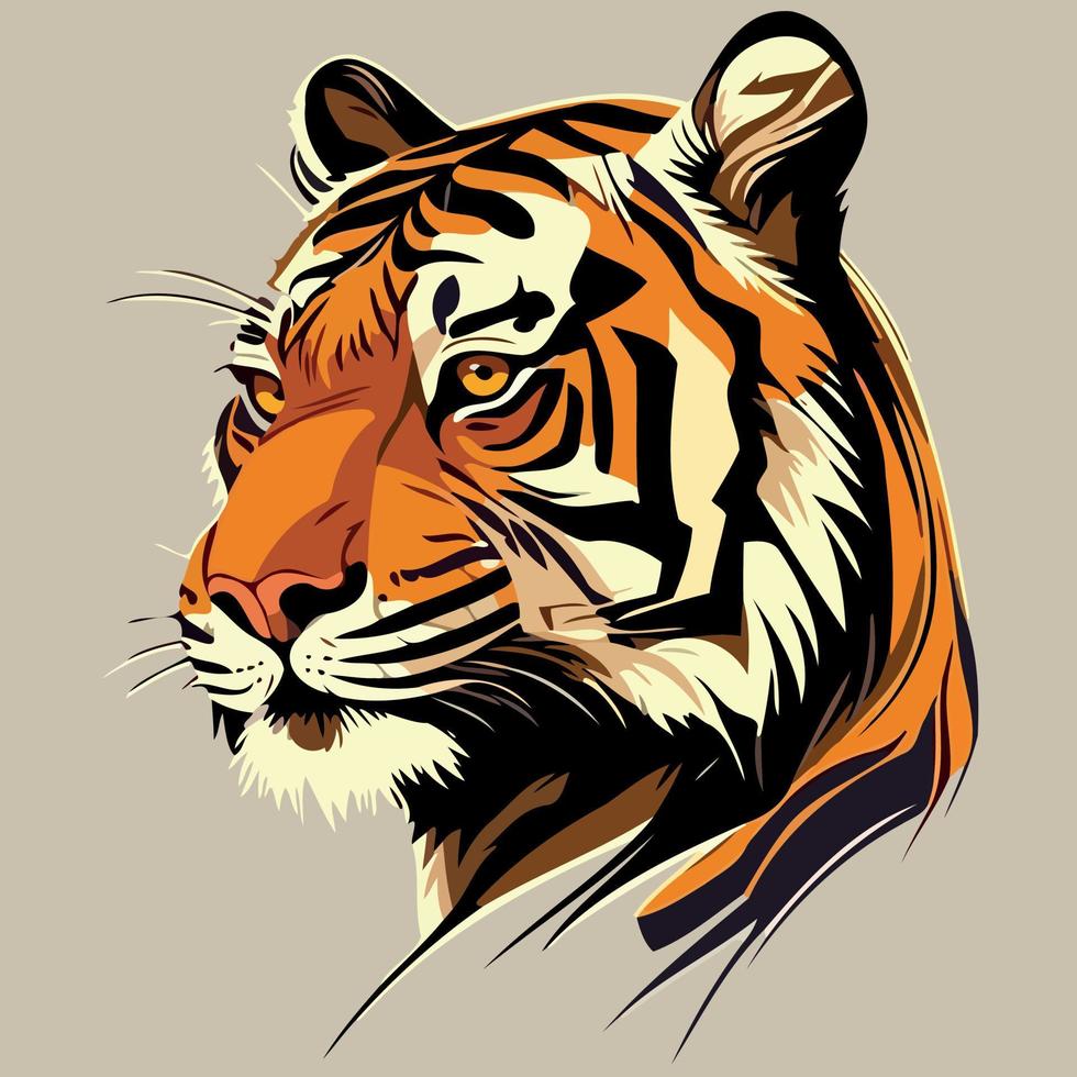 commun tigre félin mammifère animal visage vecteur