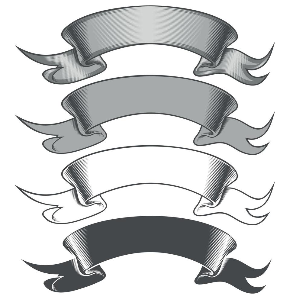 conception de vecteur de quatre rubans en niveaux de gris