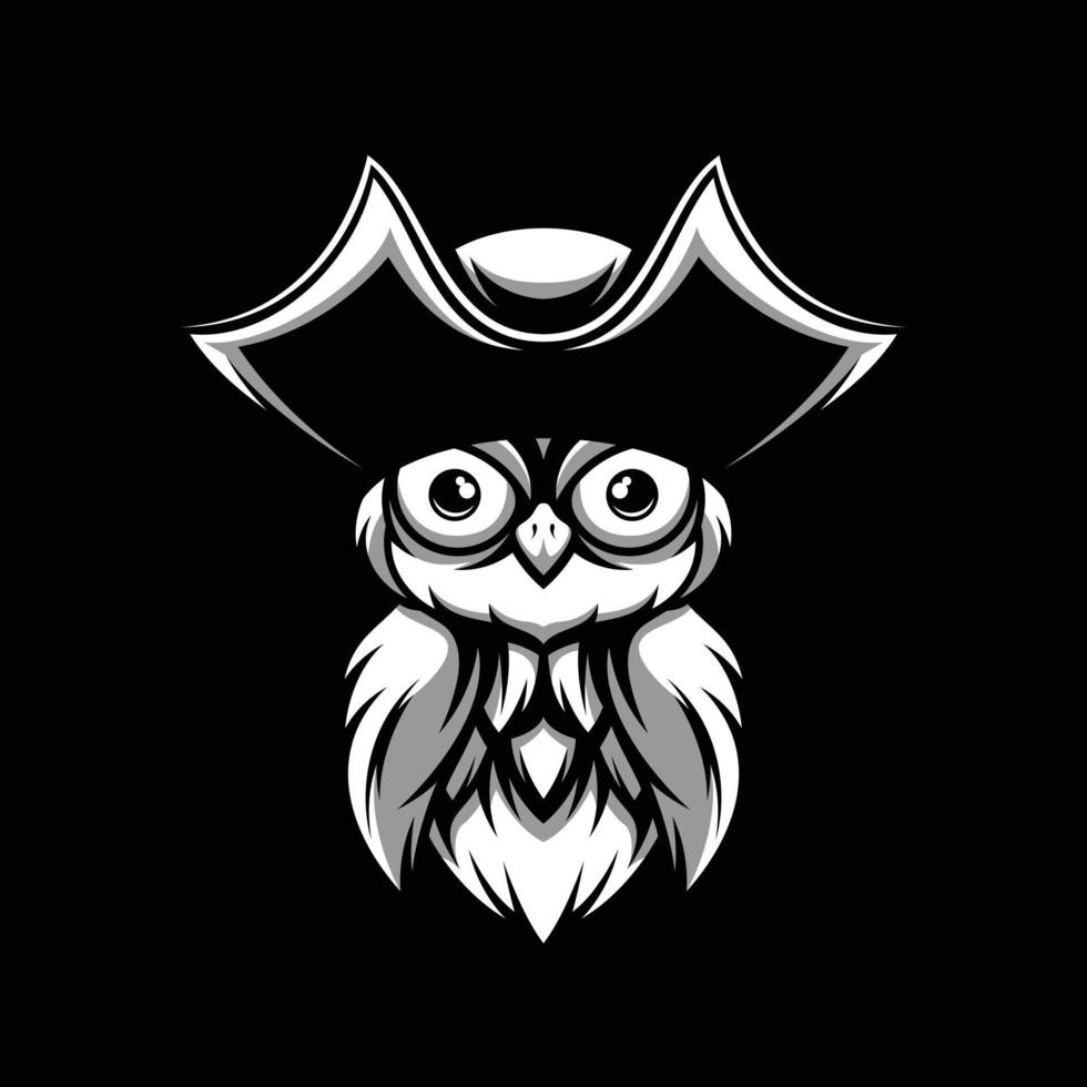 hibou noir et blanc mascotte conception vecteur