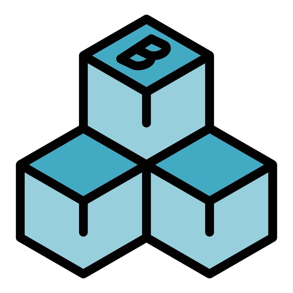 blockchain cubes icône vecteur plat