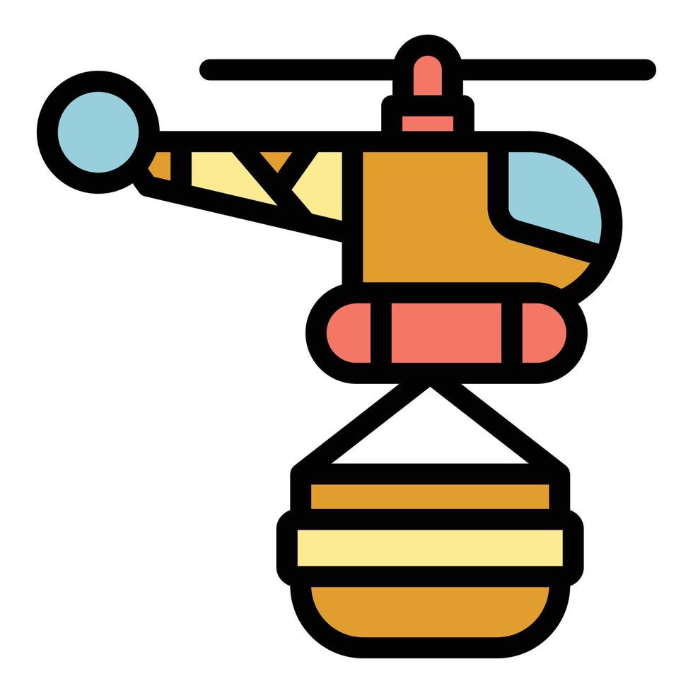 forêt Feu hélicoptère icône vecteur plat