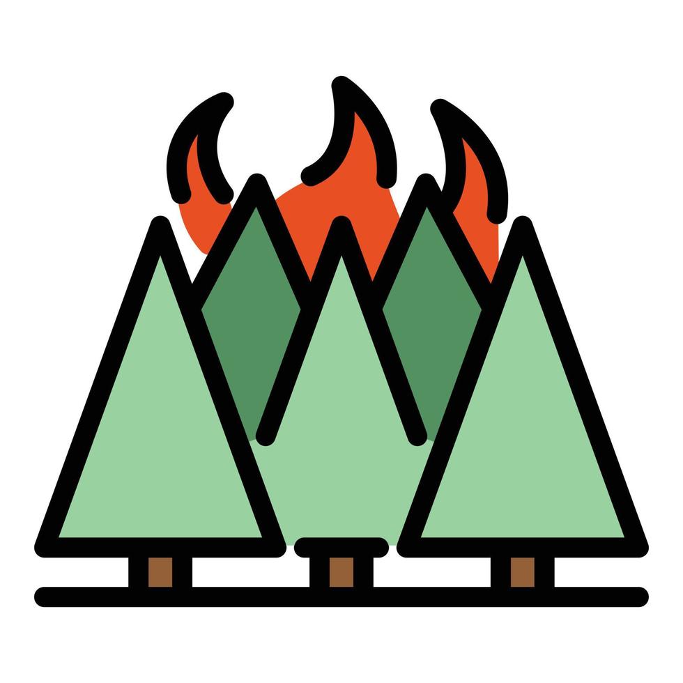 brûler forêt danger icône vecteur plat