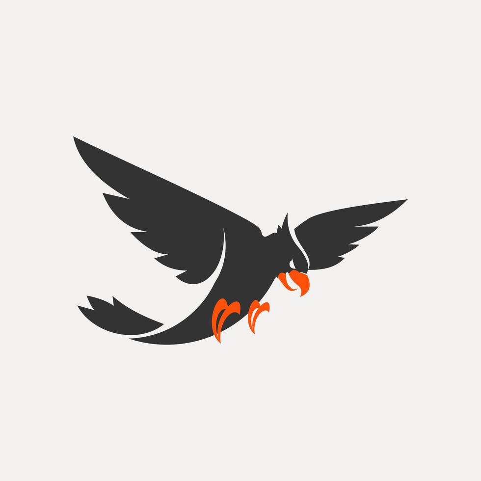 une noir corbeau avec Orange les griffes est en volant dans une cercle. vecteur