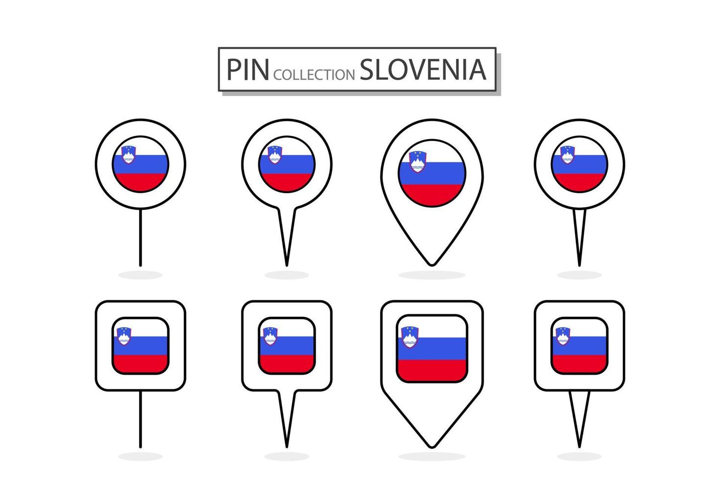 ensemble de plat épingle slovénie drapeau icône dans diverse formes plat épingle icône illustration conception. vecteur