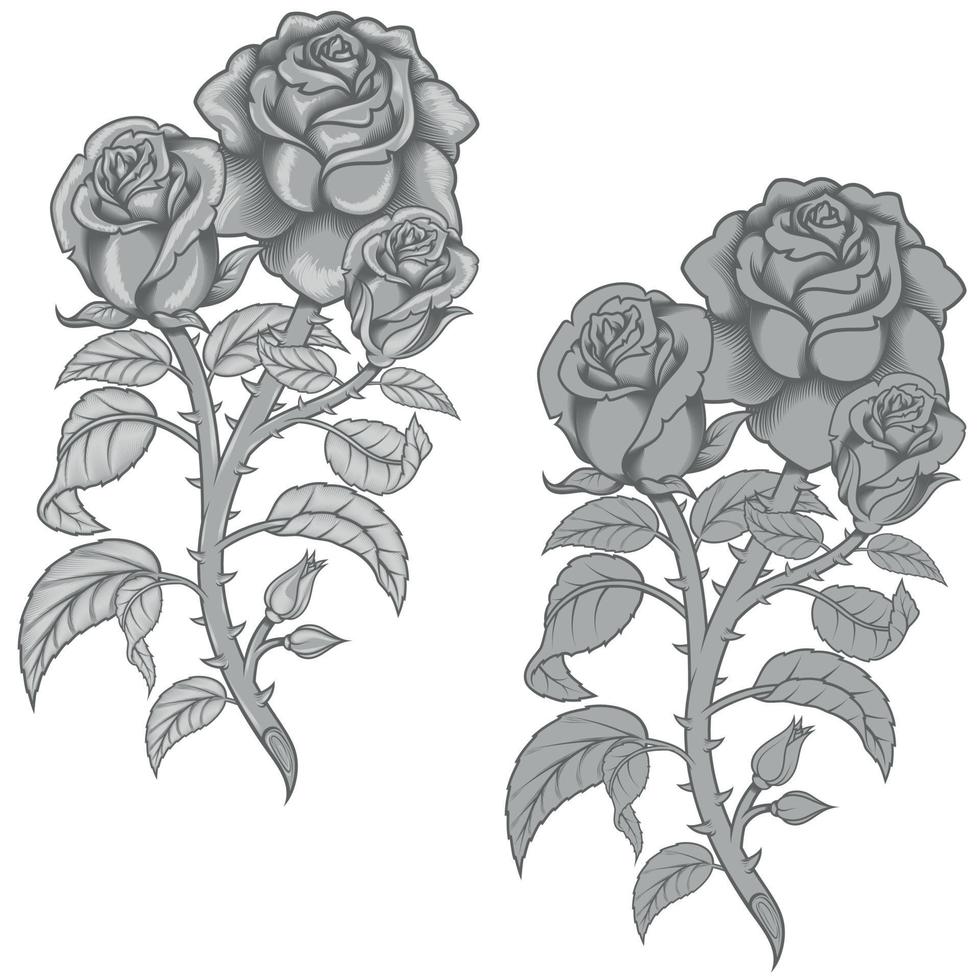 conception de vecteur d'un bouquet de fleurs, en niveaux de gris