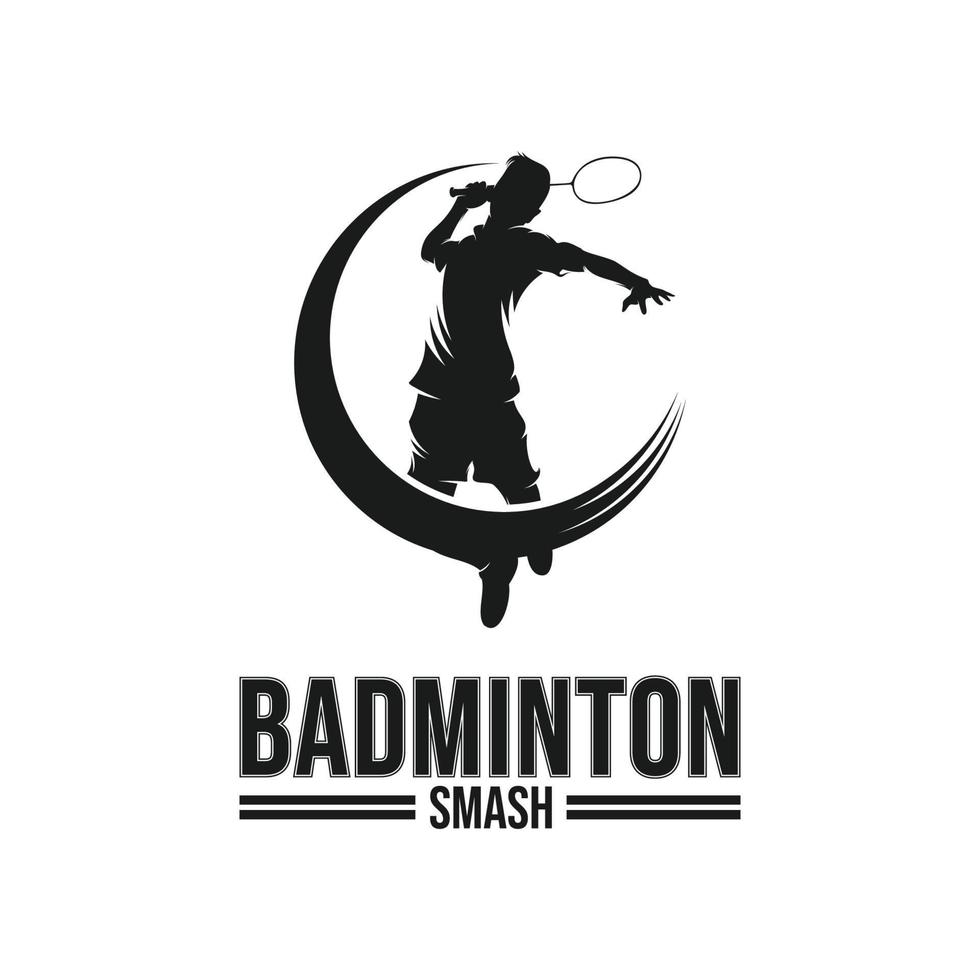 modèle de conception de logo de joueur de badminton vecteur