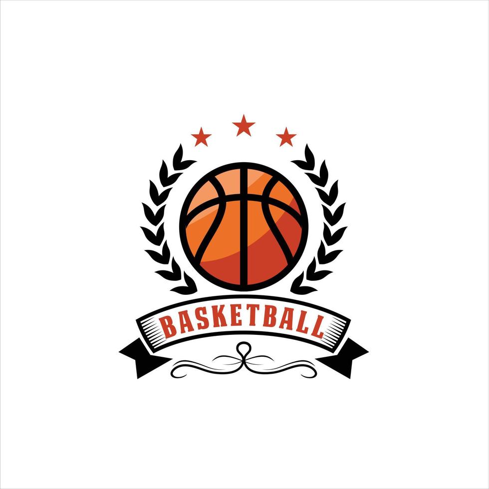 logo du club de basket-ball, emblème, dessins avec ballon. illustration vectorielle de sport insigne vecteur