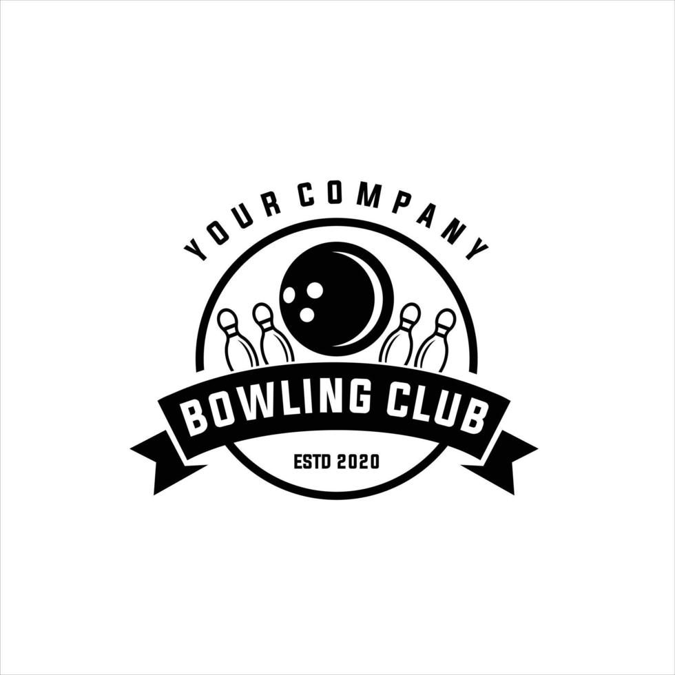 vecteur ancien monochrome style bowling logo icône symbole