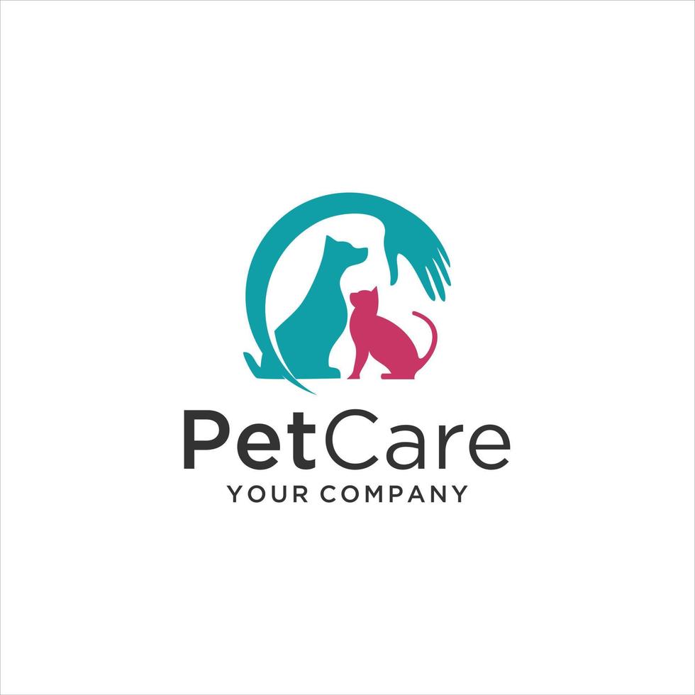 modèle de conception de logo de soins pour animaux de compagnie vecteur