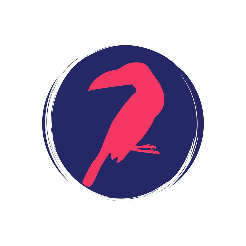 mignonne logo ou icône vecteur avec rose toucan silhouette illustration sur cercle avec brosse texture, pour social médias récit et points forts
