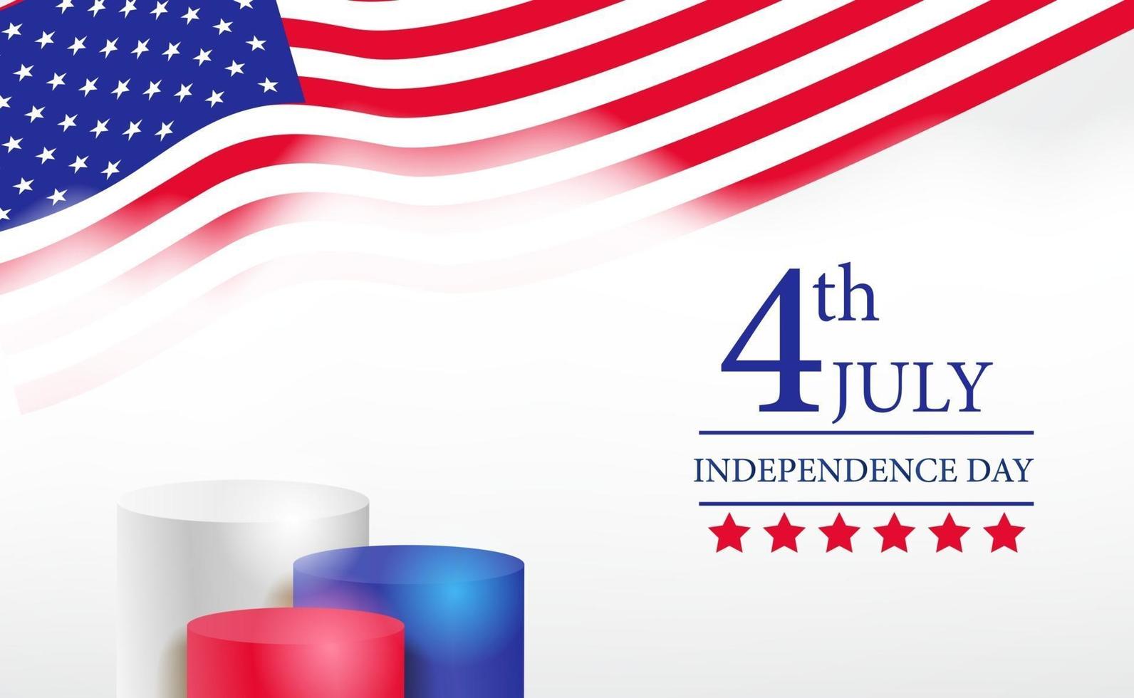 4 juillet fête de l'indépendance américaine avec modèle de bannière affiche podium vecteur
