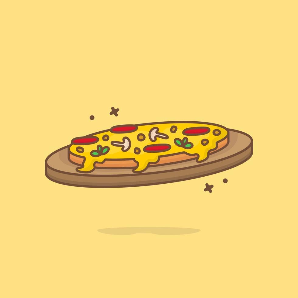 tranche de pizza fondu icône illustration de vecteur de dessin animé