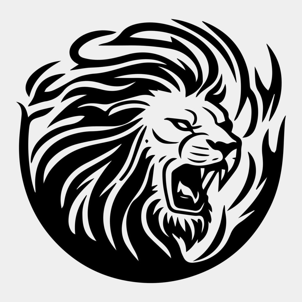 Lion flamme Feu logo sport esport mascotte conception vecteur