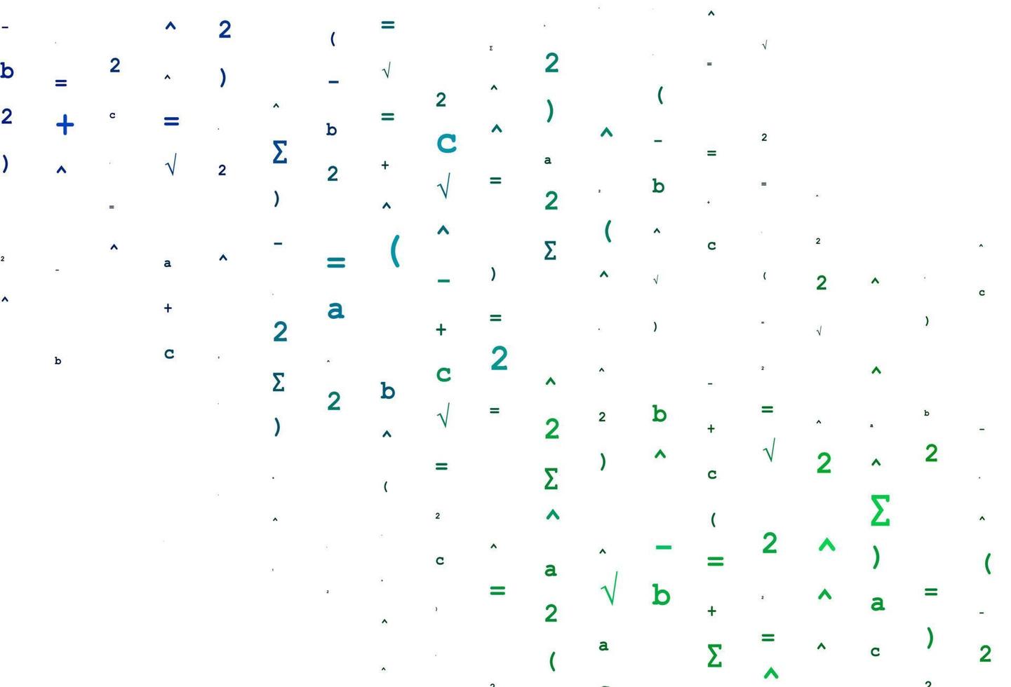 couverture vectorielle bleu clair et vert avec des éléments mathématiques. vecteur